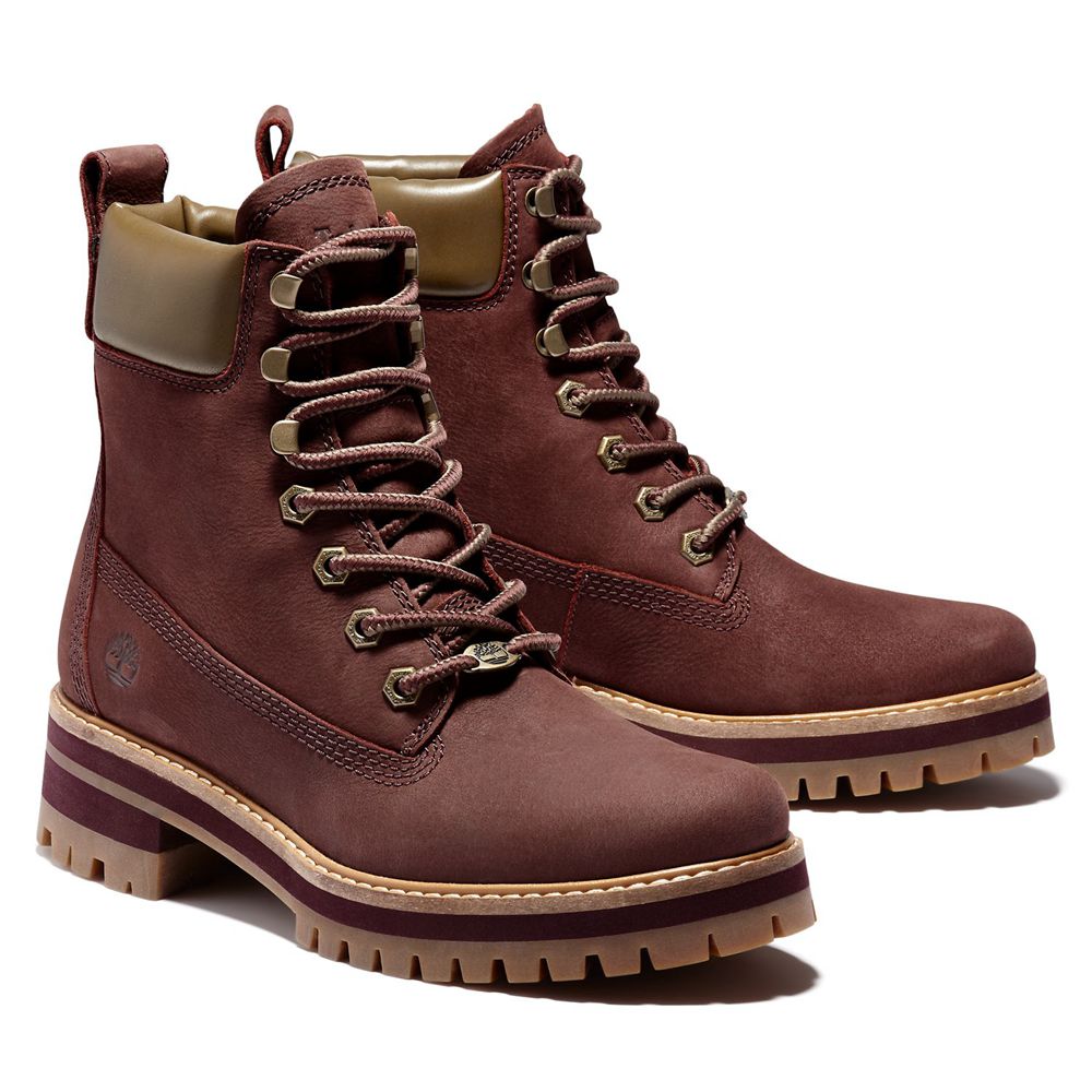 Timberland Womens 6-Inch Boots Courmayeur Valley - Burgundy - India BU4251390